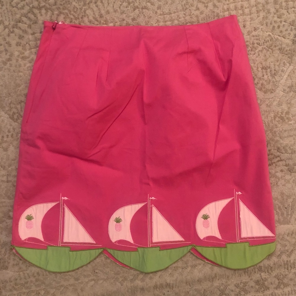 Lilypod pink and green sailboat skirt size 2
